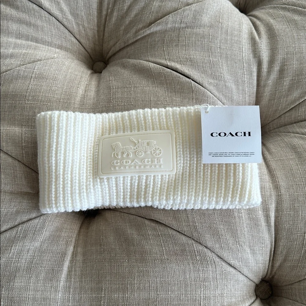 Coach White Knit Headband